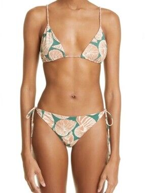 NWT Johanna Ortiz Tenerife Sea Sunburn Shell Les Cosquillages Algae Camel Bikini